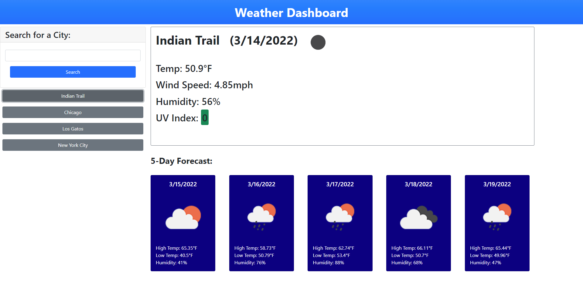 Picture of Weather Dashboard Project